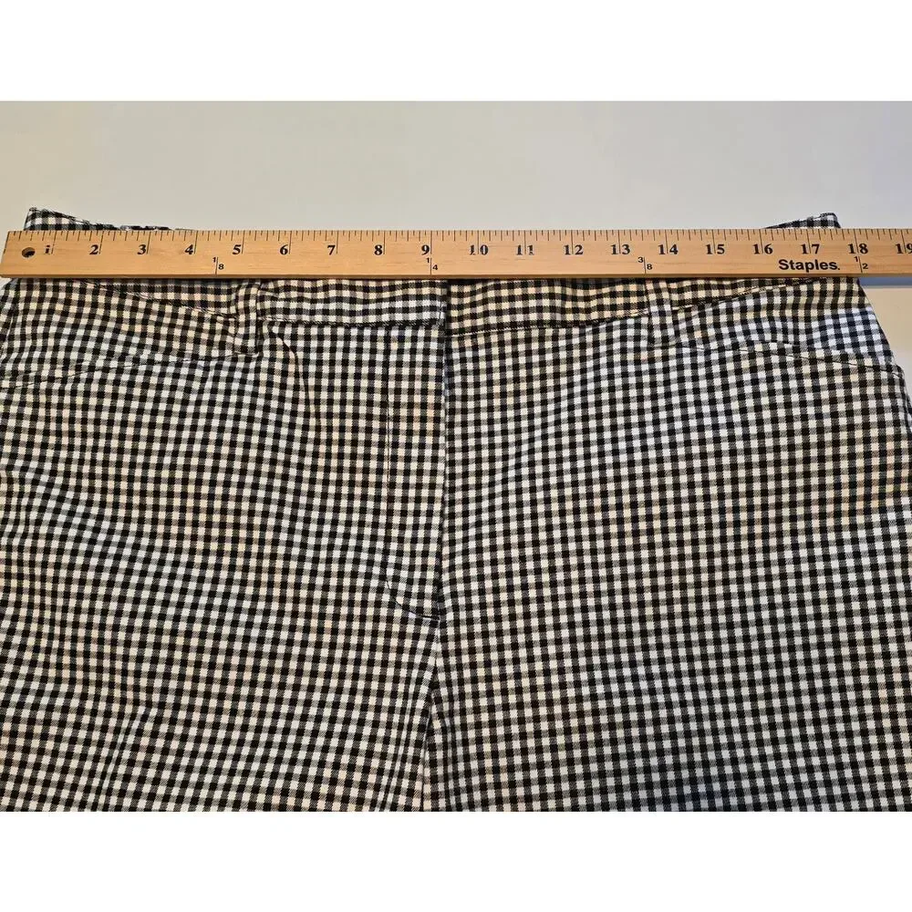 Lands End Shorts Womens 14 Black White Gingham High Rise Stretch Cottagecore